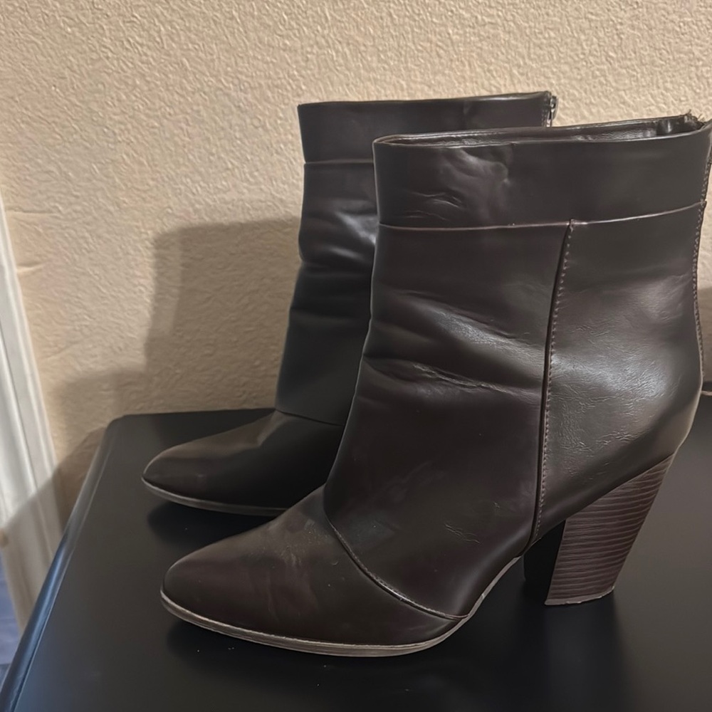 Target Brown Heeled Boots with Side Zipper